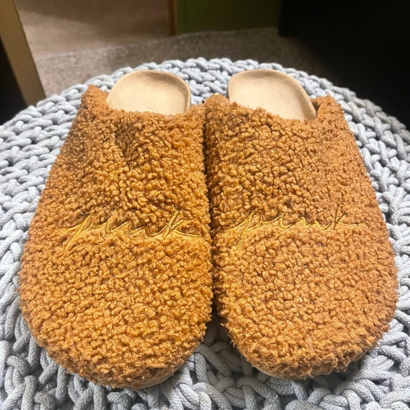 PINK Victoria's Secret Shoes - PINK Victoria's Secret Brown Fuzzy Mules